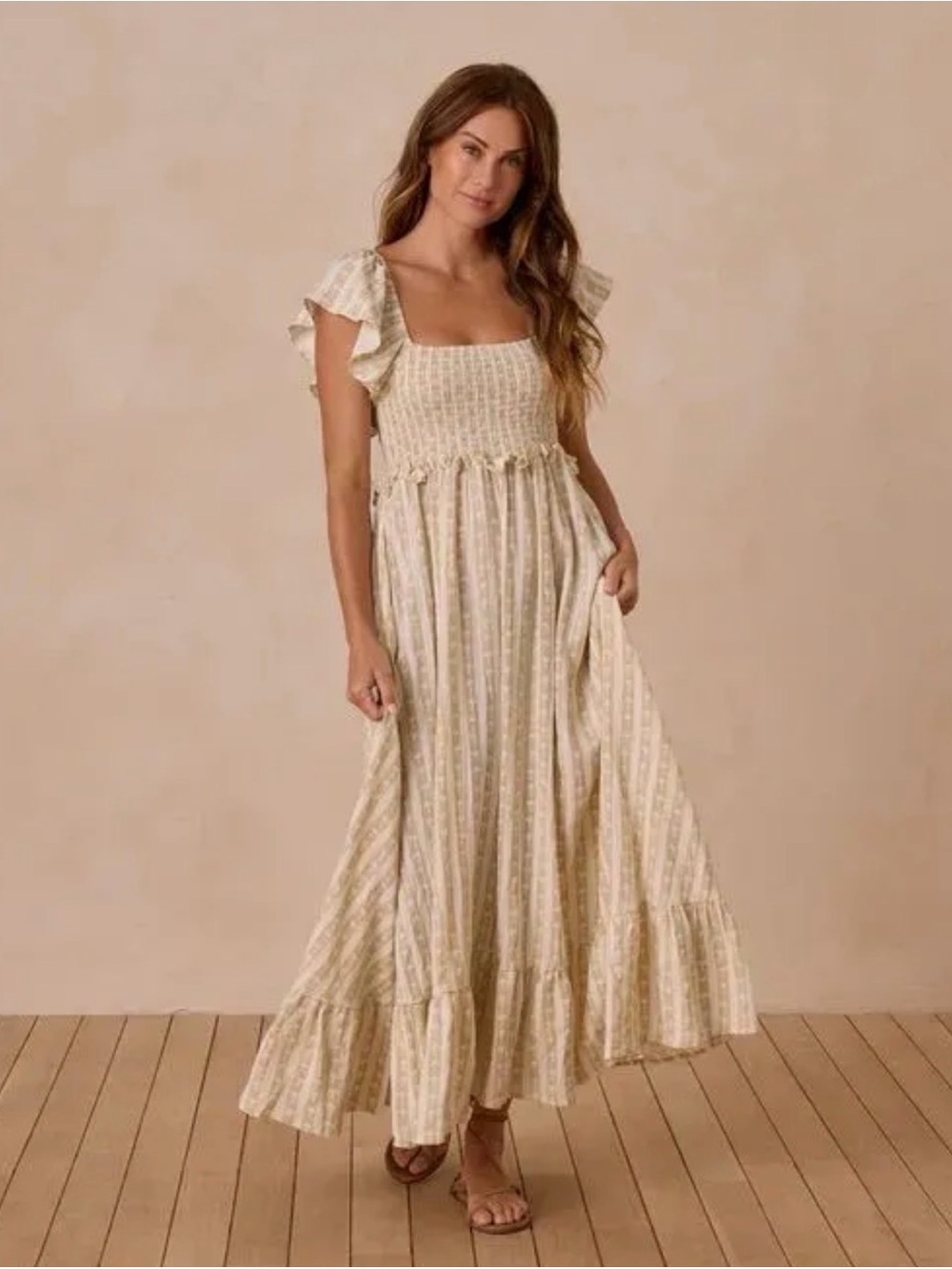 Rylee + Cru Women's Francesca Dress in Palm Stripe Small NWT